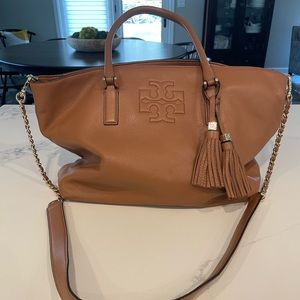 Tory Burch tan leather taste tote with strap